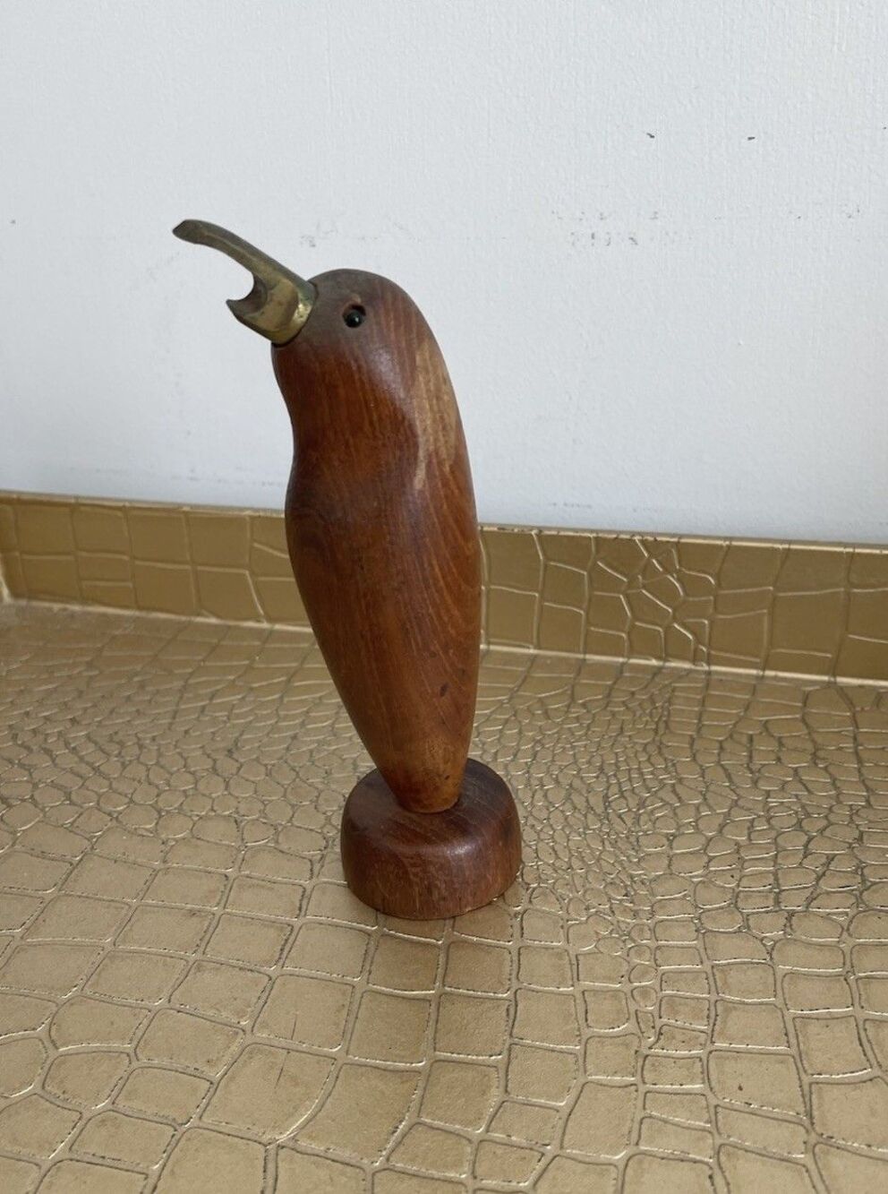 Wood Bird Standing Bottle Cap Opener Unique Brass Home Kitchen
